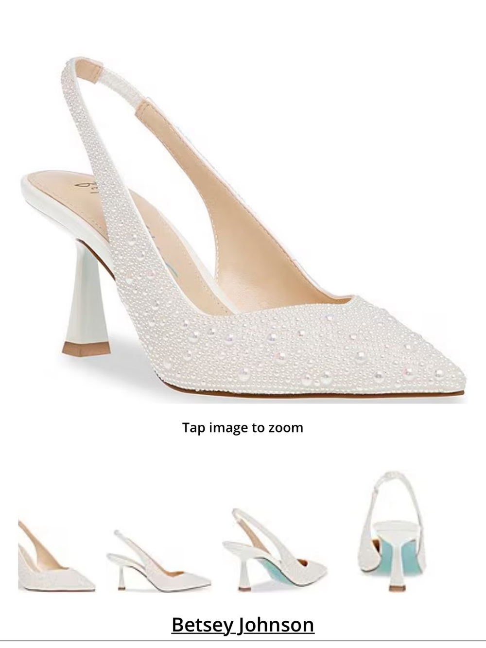 Betsey Johnson Ivory Beaded Pointed Slingback Heels - Picture 3 of 3